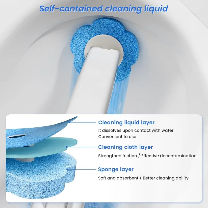 Kit de nettoyage pour cuvette : liquide, chiffon et éponge dans la cuvette