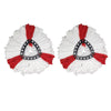 Two microfiber mop head replacements featuring white and red stripes with black accents.