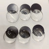 A set of decorative glass refrigerator magnets in various shades of gray and black.