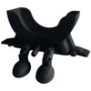 Black multi-use sponge holder designed for kitchen drainage.