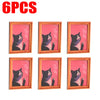 Sechs gerahmte Bilder einer schwarzen Katzen-Silhouette auf pinkem Hintergrund für Home-Dekoration