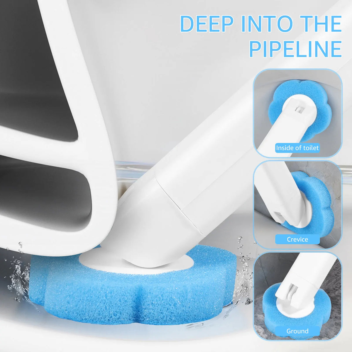Ein Reinigungskit mit verschiedenen Bürstenköpfen für die Toilette.