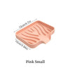 A pink silicone draining soap tray organizer with a wavy pattern, measuring 12cm long.