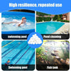 Image showing various uses of pool filter cleaning balls including swimming pools, pond cleaning, and fish tanks.