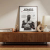 A framed black and white canvas art print featuring a muscular man with a beard and intense expression.