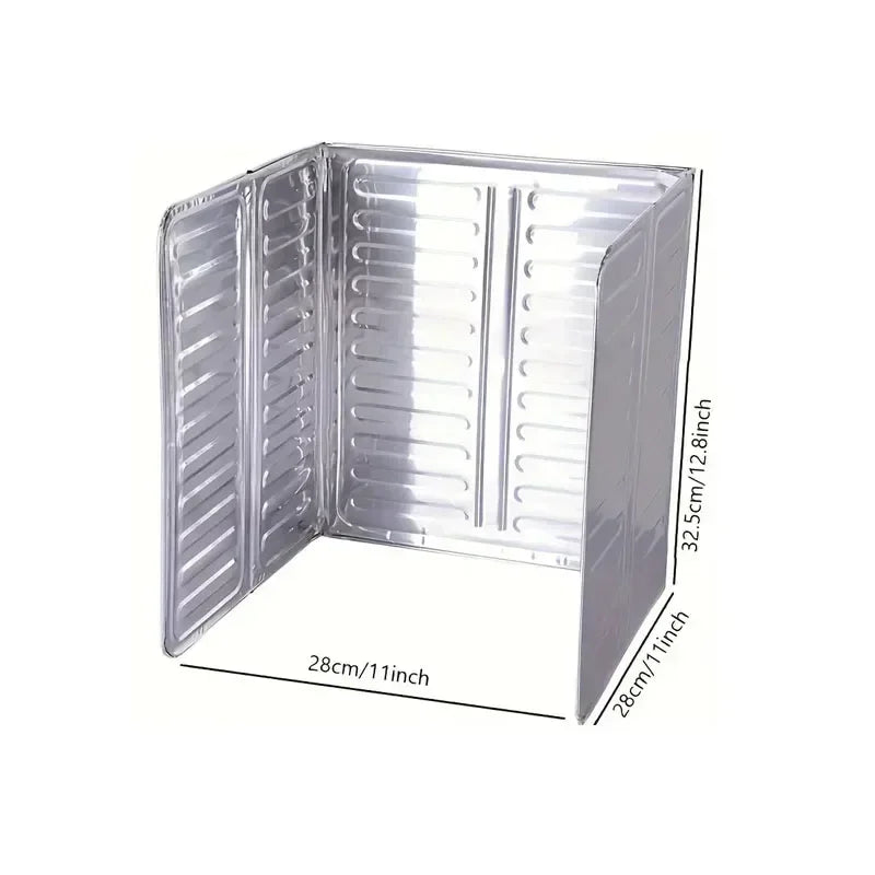 Klappbare Aluminium-Küchenherd-Spritzschutz mit klarem Kunststoffabdeckungsglas in geöffneter Ansicht