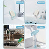 A collection of leaf-shaped suction cup soap dishes shown in various contexts including a wash basin, bathroom, kitchen sink,