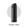 A black Owala FreeSip 710ml water bottle with a sports cap is shown against a white background.