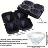 Black silicone ice cube mold with lid and a diamond-shaped ice cube