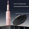Pink automated mechanized handle umbrella with fiberglass ribs preventing breakage