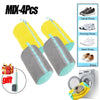 Four yellow and gray zippered laundry bags designed for shoe cleaning