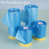 Rolls of blue pre-taped masking film used for painting and covering areas