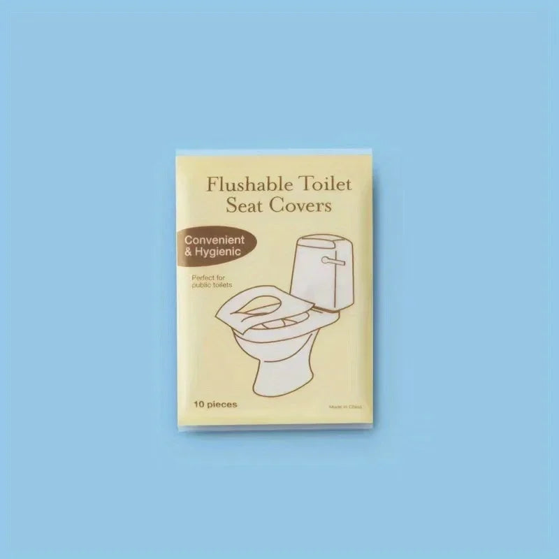 A package of degradable disposable toilet seat covers in a light beige box.