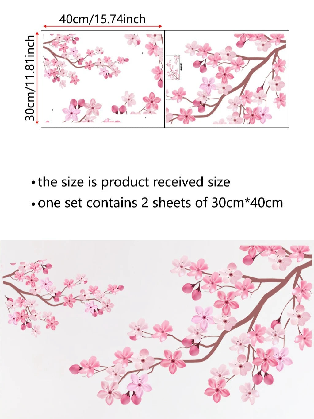 Pink cherry blossom branches with pink flowers on a light background