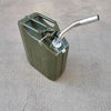 Olive green leak-proof pour spout for gas and oil cans with a metal tube attachment