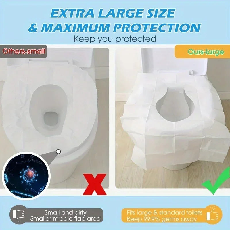 Extra large disposable toilet seat covers for maximum protection and easy use