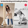 A woman is using a multi-surface cleaning brush set on a floor, demonstrating an easier way to clean.