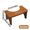 A dark brown portable bamboo toilet squat stool shown with dimensions 37cm/14.56in long and 20cm/7.87in high.
