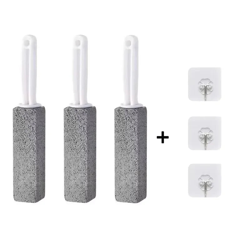 A set of heavy duty pumice cleaning scrubber sticks in gray and white with a plus sign symbol.