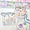 A collection of clear vinyl stickers featuring cute animals like rabbits and bears, used for crafting and decoration.