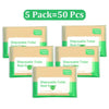Five packs of disposable toilet seat covers, totaling fifty pieces.