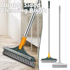 A double-sided cleaning brush with a handle and a flat scrubbing head shown next to its disassembled parts.