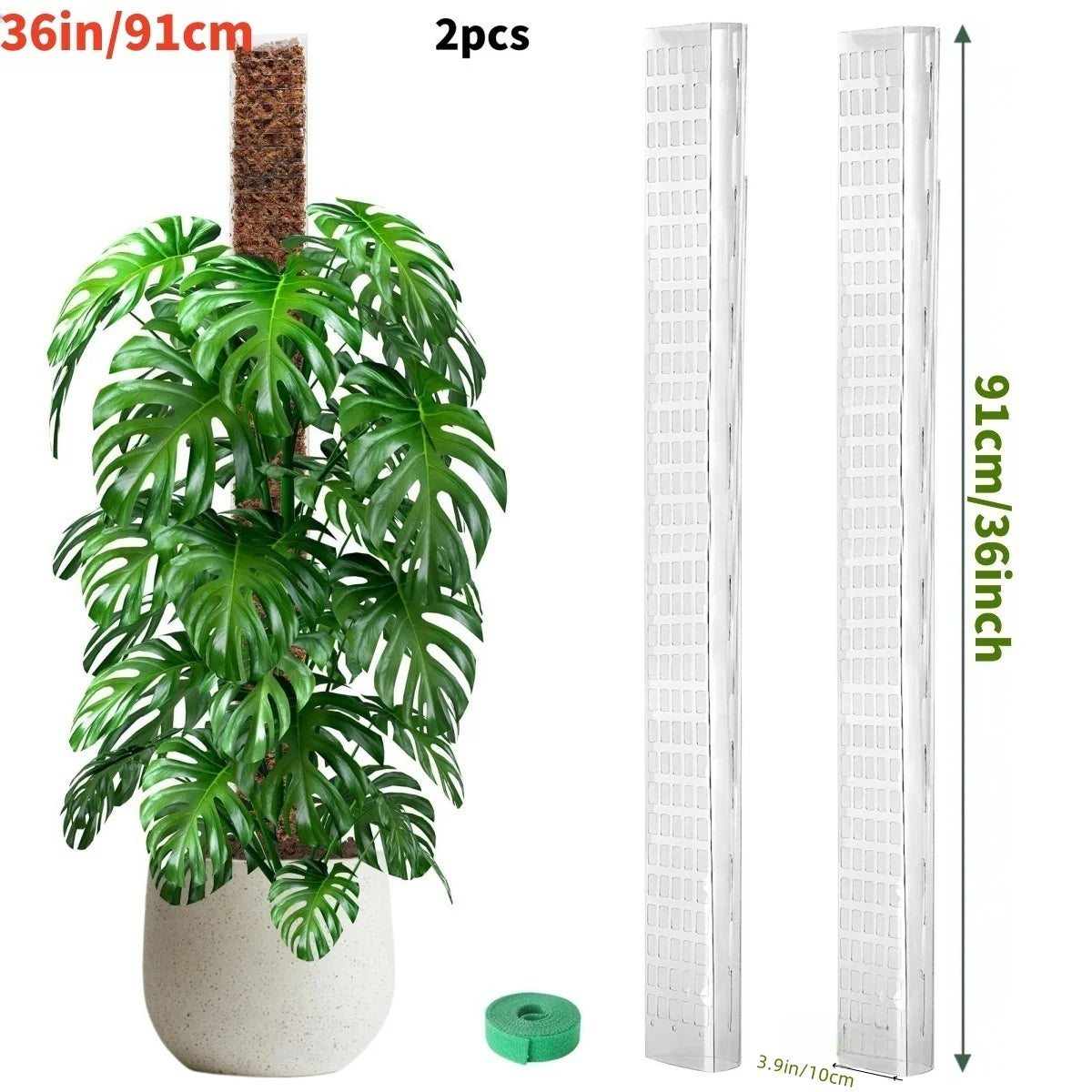Zwei Kunststoffmoosstäbe für Zimmerpflanzen, 91 cm (36 Zoll) hoch.