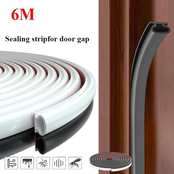 Roll of 6M sealing stripfor door gap weather stripping shown next to a vertical profile