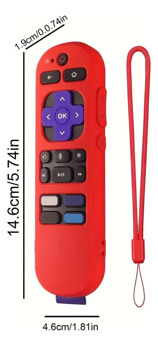 A red silicone protective sleeve designed to cover and protect TV remote controls.