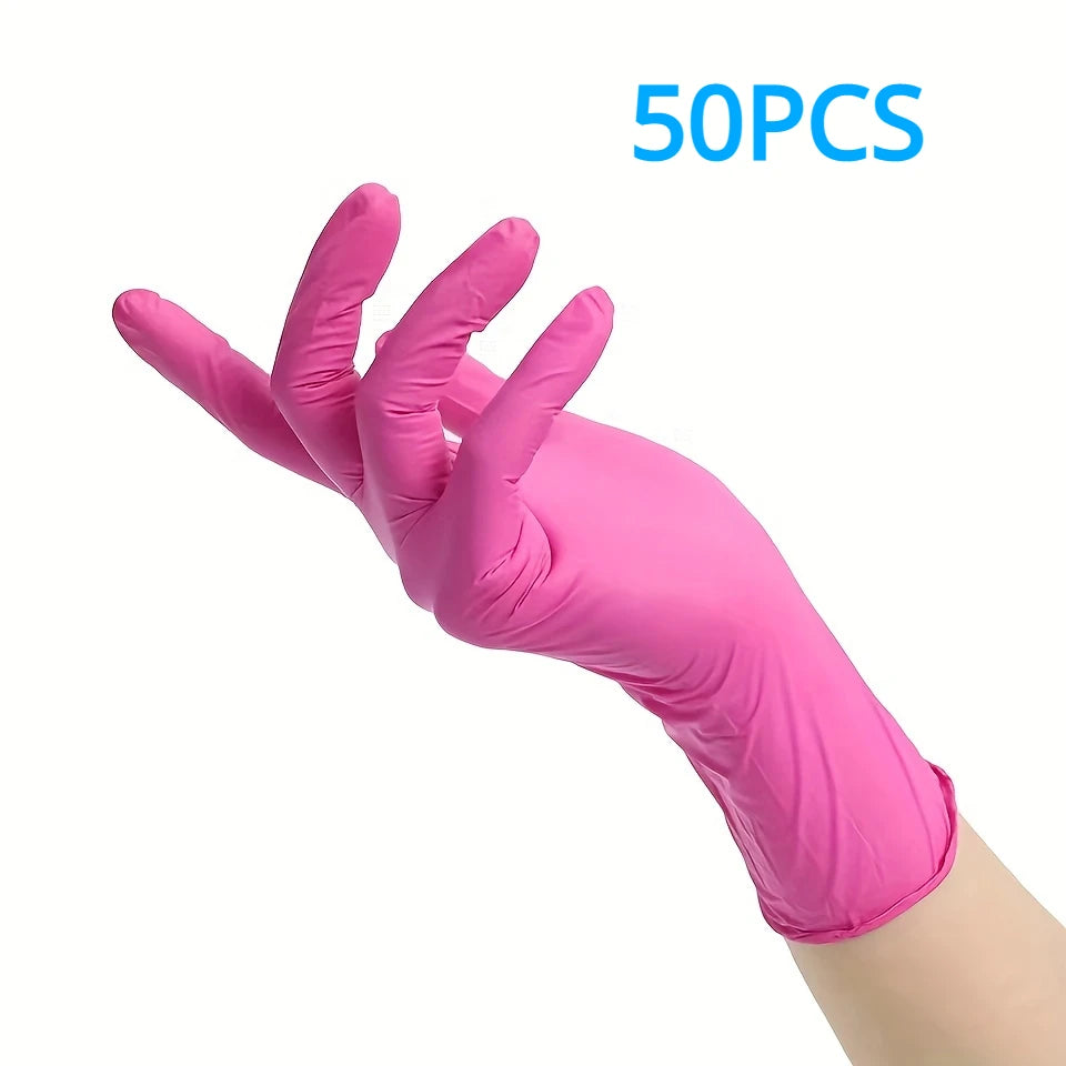 Durable Pink Nitrile Cleaning Gloves
