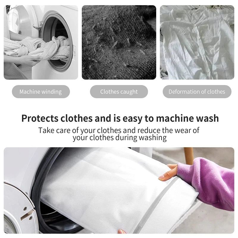 Reusable honeycomb mesh laundry bags protecting clothes during machine washing