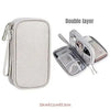 A light gray double layer portable storage organizer pouch with a zippered compartment.
