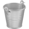 A silver vintage iron flower bucket with a lid is shown.