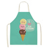 A teal apron featuring a graphic of an ice cream cone with the text I Ice Cream