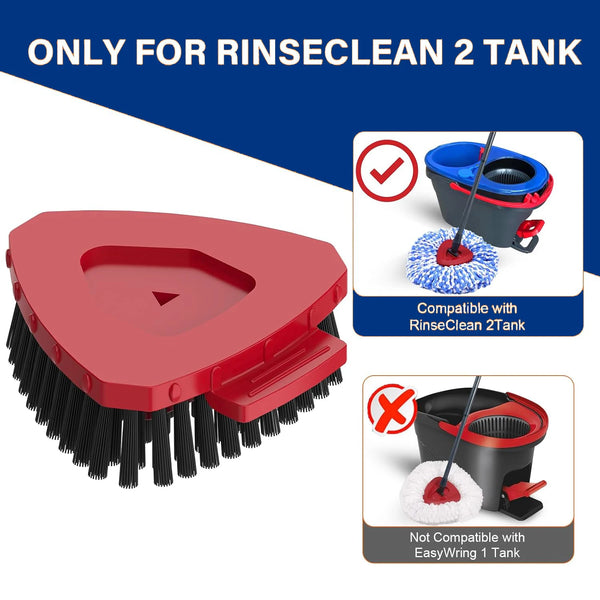 Red spin mop replacement scrub brush for RinseClean 2 Tank, compatible with the tank.