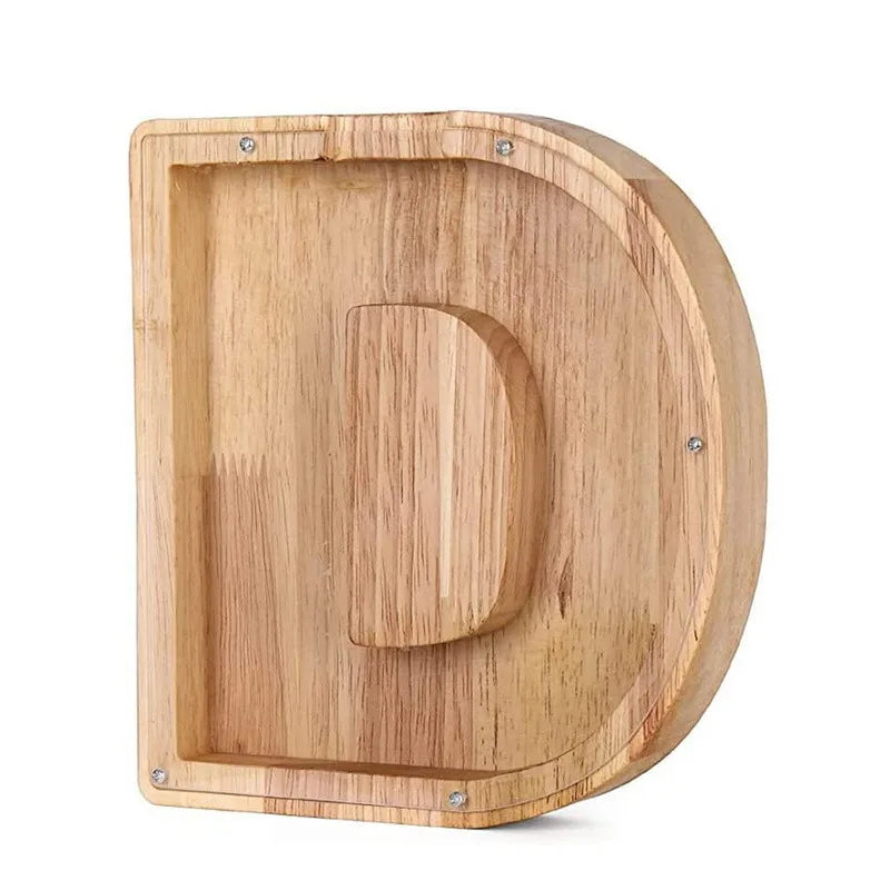 Piggy bank alphabet shaped like the letter D for savings.