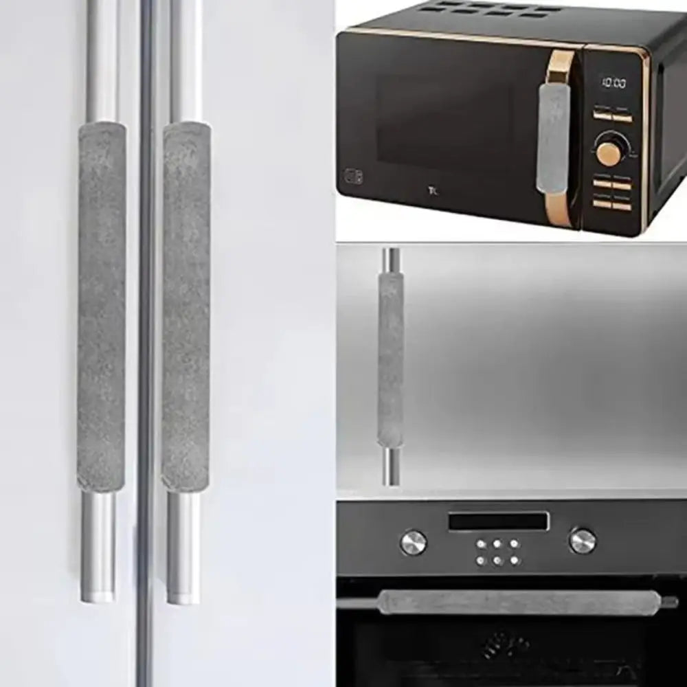 Two oil-proof silicone handle covers for an oven and microwave appliance.