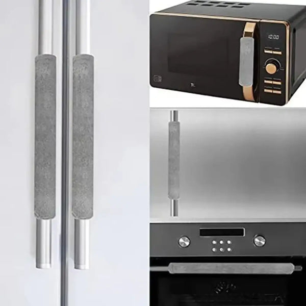 Two oil-proof silicone handle covers for an oven and microwave appliance.