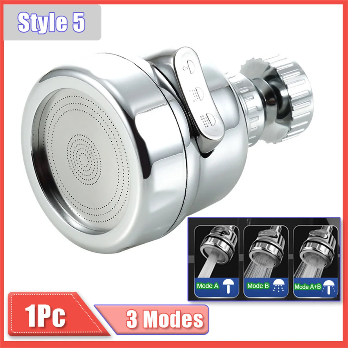 Extensor de grifo de cocina plateado con tres modos para uso universal