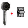 A silver shower head and a control unit are shown with a plus sign, illustrating the product components.