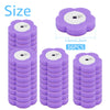 Trois kits de brosses de toilette jetables violettes présentés sous différents angles