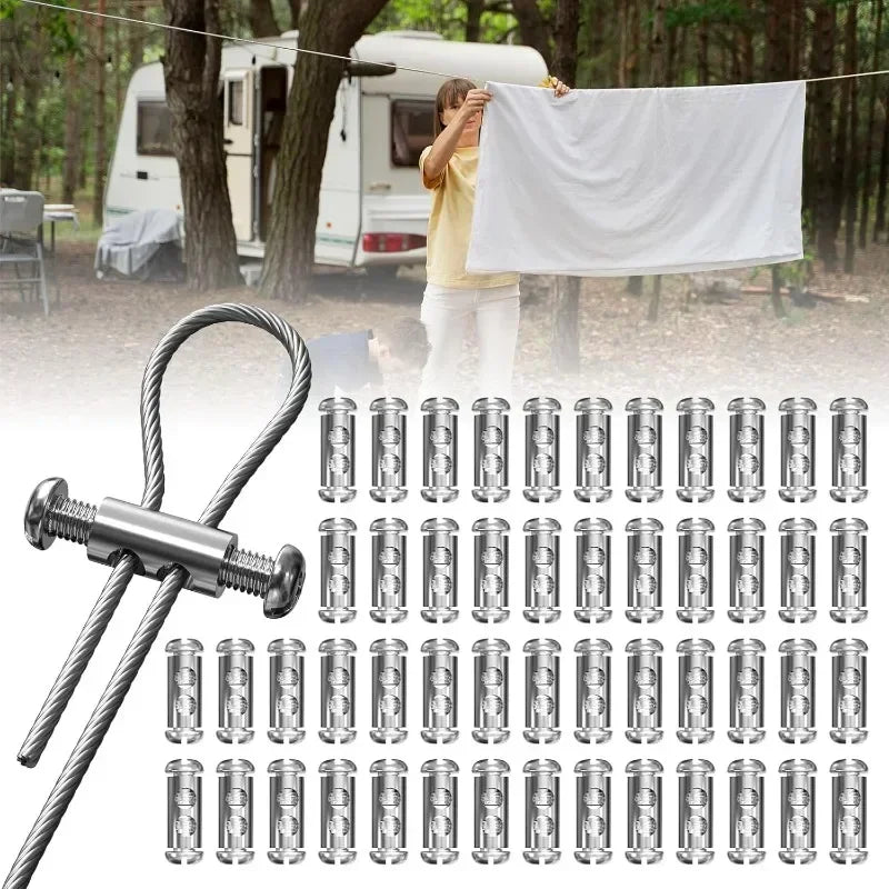Adjustable steel wire rope cable clamps and various sizes of metal clamps for securing wires