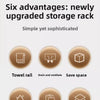 Storage rack features towel rail, drain and ventilate, save space, anti-corrosion, no nails required, and wide range of uses.