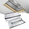 Silver heat and dust barrier material installed in an attic space.