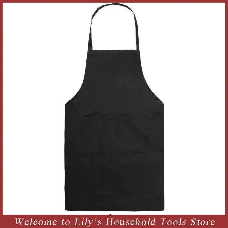 Black adjustable unisex cooking apron for kitchen and bar use