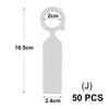 A rectangular plant marker with a loop at the top, measuring 10.5cm high and 2.4cm wide, sold in a pack of 50 pieces.