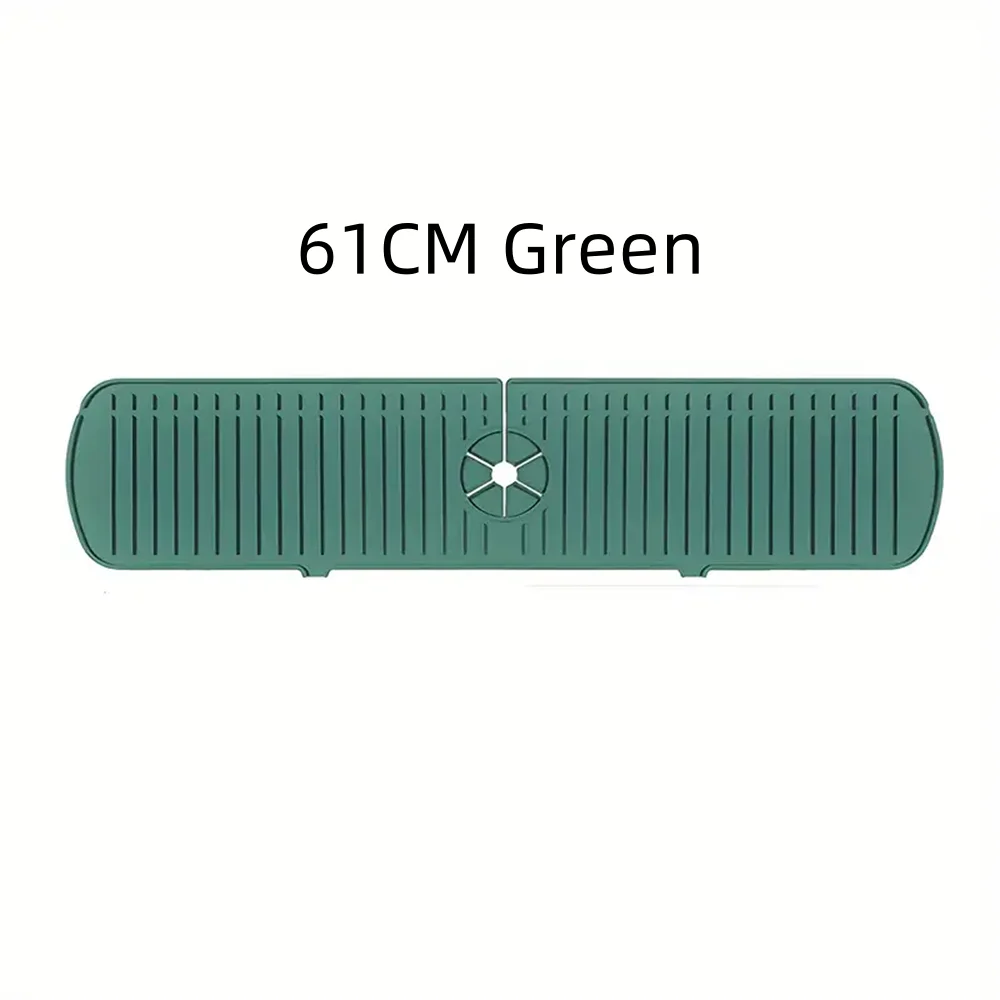 Grüne Silikon-Abflussmatte, 61 cm, in horizontaler Ansicht.
