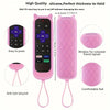 Pink silicone cat ears remote cover with a light-up button and lanyard for Roku TV
