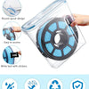 Clear airtight filament storage box with round spout design and coil for 3D printers