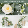 A display of unique handicrafts featuring pure roses, eucalyptus leaves, and a floral garland arrangement.